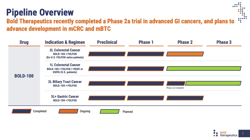 BOLD-100 Development Pipeline
